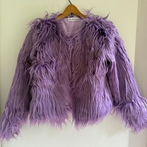 Purple faux fur coat
